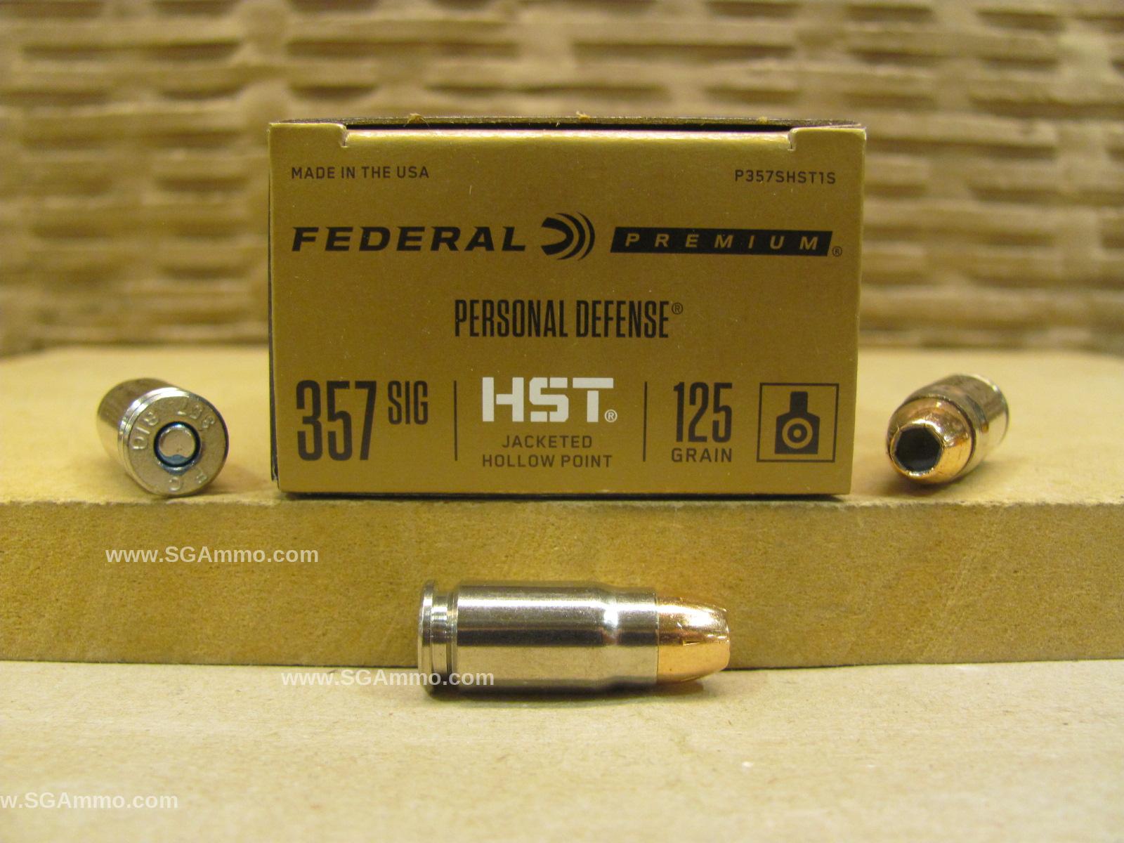 200 Round Case – 357 Sig 125 Grain Jacketed Hollow Point Federal HST Ammo – P357SHST1S