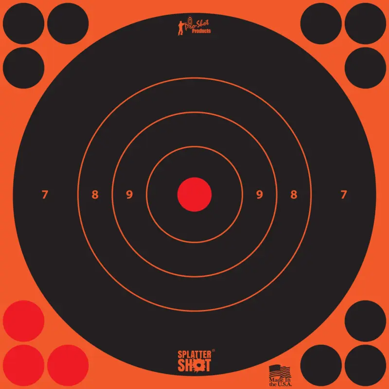 Pro-Shot 8BORNG6PK SplatterShot Self-Adhesive Paper Black/Orange 8" Bullseye 6 Pack
