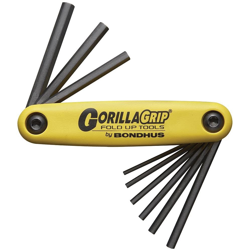 Bondhus GorillaGrip/HF9 9-Piece Hex End Fold-Up Wrench Set, Black/Yellow