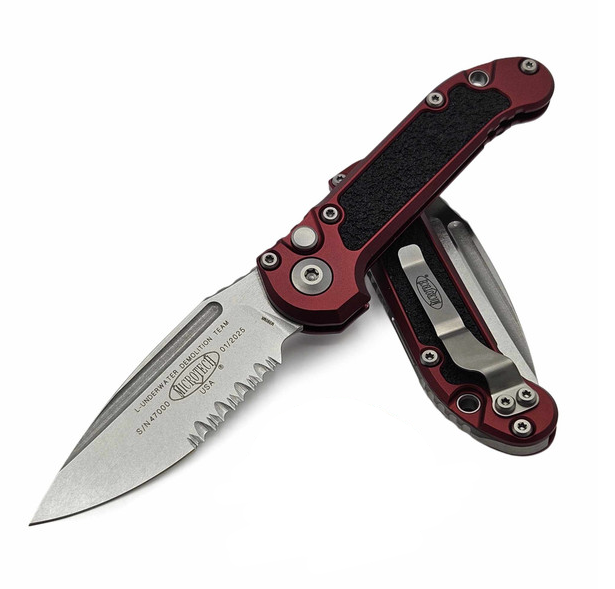 Microtech L.U.D.T. S/E Gen III Folding Drop Point Knife Serrated, Merlot - 1135-11MR