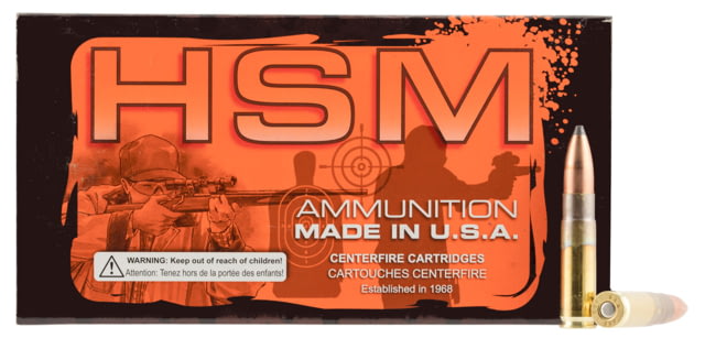 HSM Ammunition Game King .300 AAC Blackout 125 Grain Spitzer Brass Cased Rifle Ammo 20 Rounds