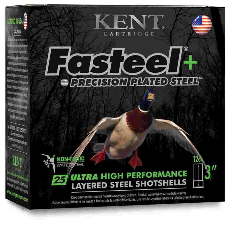 Kent Fasteel + Precision Plated Steel Waterfowl Shotshells 12ga 3" 1-1/4oz 1450 fps #4 #6 25/ct