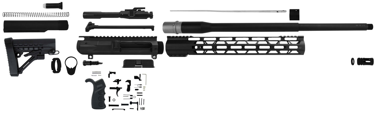 Tacfire Build Kit w/ 20" Anodized Black Barrel for AR-10 308 Winchester Rifle - SSRK308LPK20BN