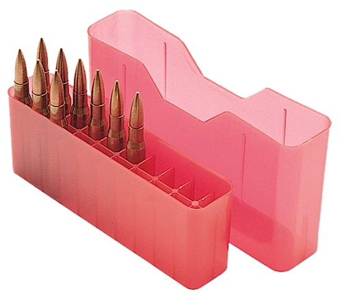 MTM Case Gard J-20 20 Round Slip-Top Ammo Box, 2.52" OAL, Clear Red - J20M29