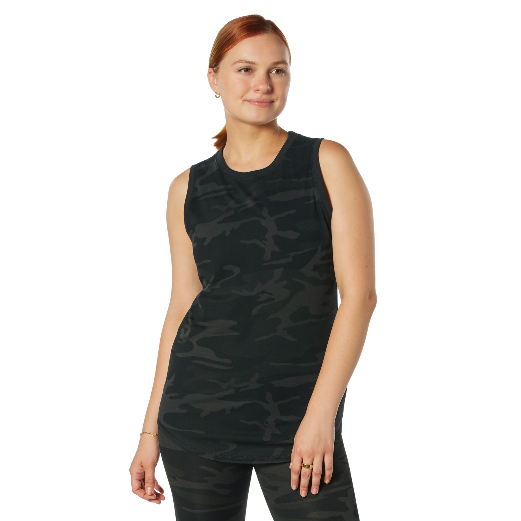 Rothco Womens Essential Moisture Wicking Tank Top - Midnight Black Camo, 2X-Large