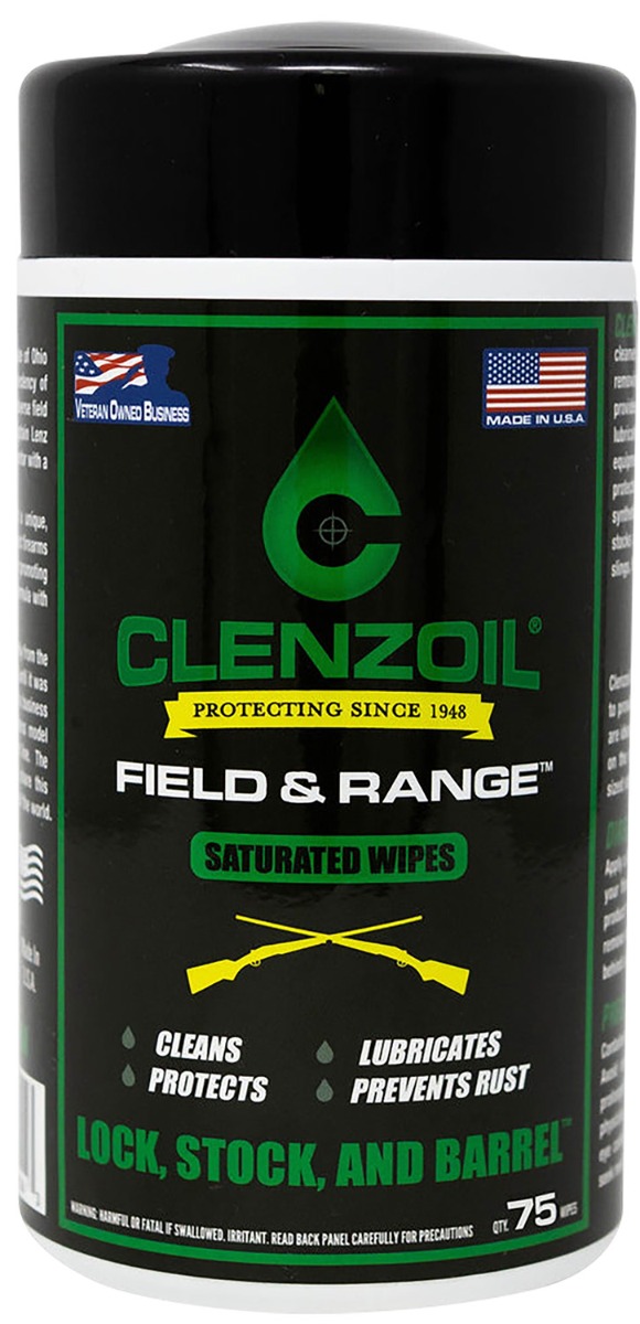 Clenzoil Field & Range Non-Woven Saturated Wipes 5" x 7" - 75-Count Pack - 2243