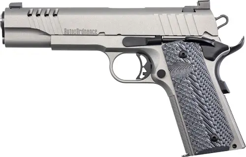 AUTO-ORDNANCE 1911A1 45ACP - STAINLESS ADJ SIGHT GRAY G10