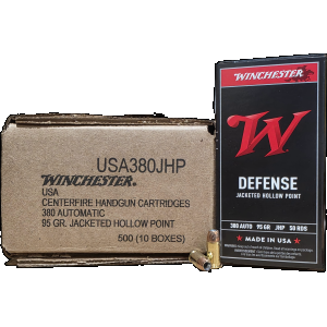 Winchester Defense .380acp, 95gr JHP, 500rd Case
