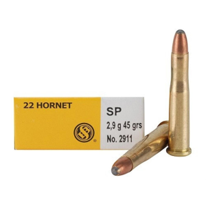 Sellier-Bellot Sellier & Bellot Rifle Ammunition .22 Hornet 45 gr SP 2346 fps 20/ct