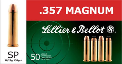 Sellier & Bellot 158 gr Semi-Jacketed Soft Point .357 Mag Ammo, 50/box - SB357B