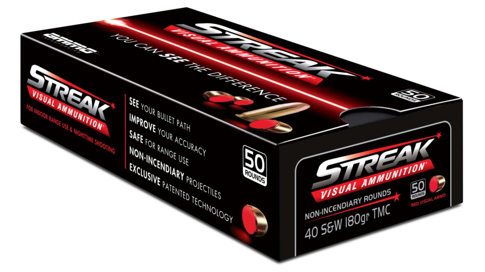 Ammo Inc STREAK 40 SW Ammo 180 Grain TMC, 50rds
