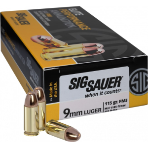 Sig Sauer E9MMB1-50 Full Metal Jacket 9mm Luger 115 GR FMJ - 50rd Box