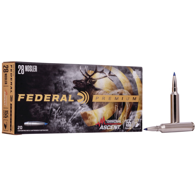 Federal Terminal Ascent Rifle Ammuntion .28 Nosler 155gr 3200 lbs20/ct - No Credit Card Fees - Low, flat rate shipping