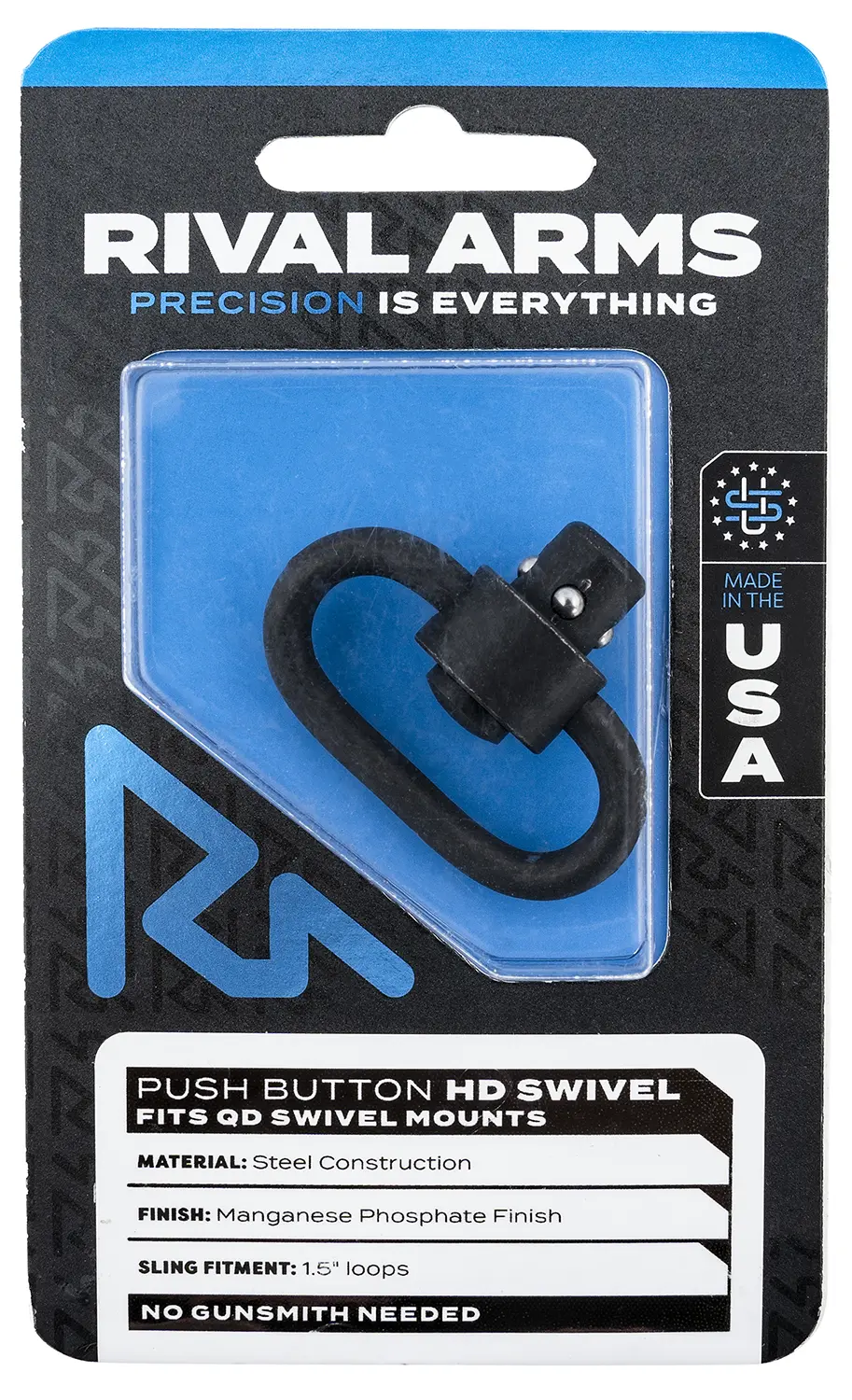 Rival Arms RA-RA92S1B HD Swivel Black Manganese Phosphate Steel with 1.25" Loop Push Button