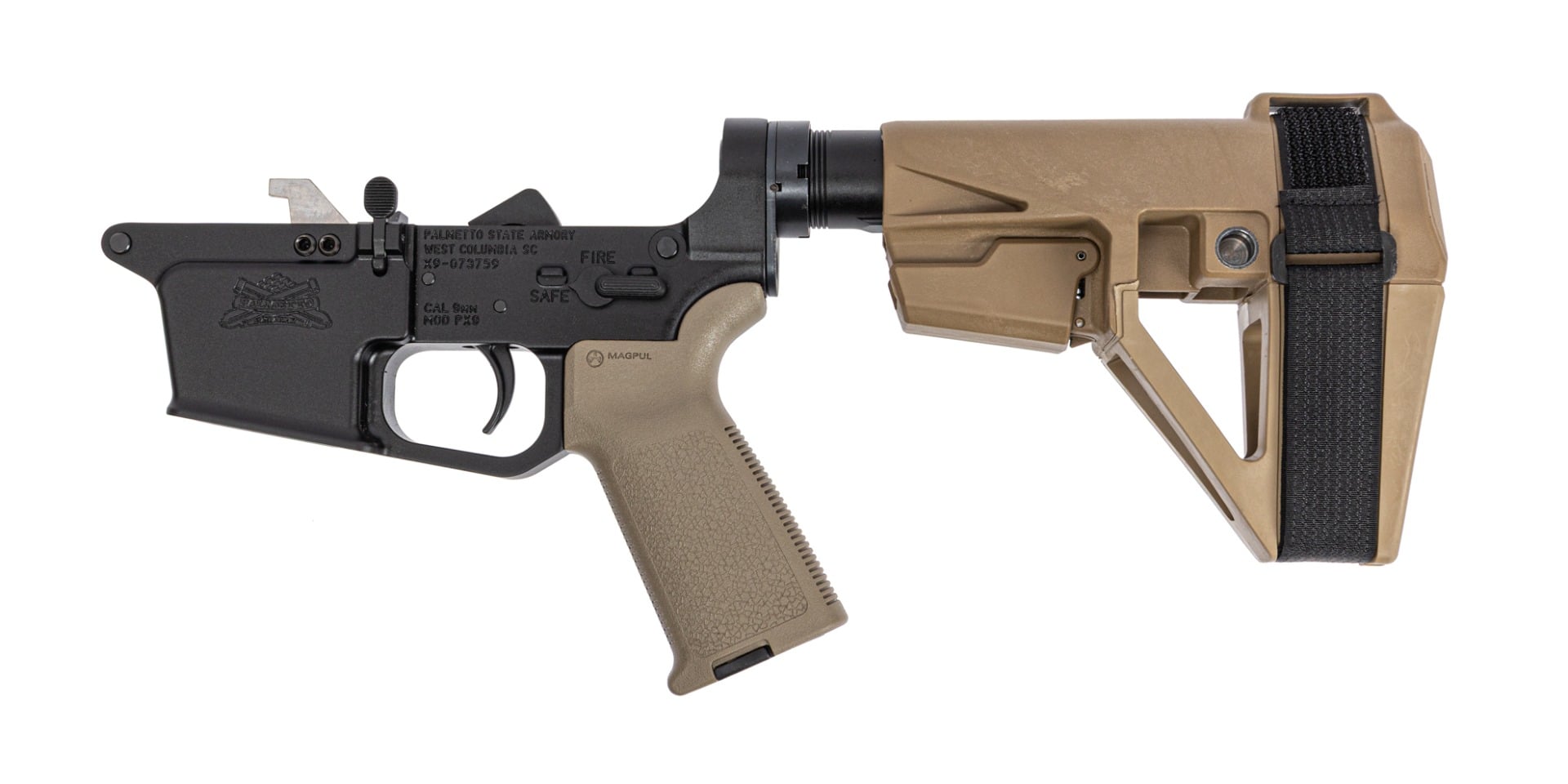 PSA PX9 MOE Complete Pistol Lower Brace, FDE