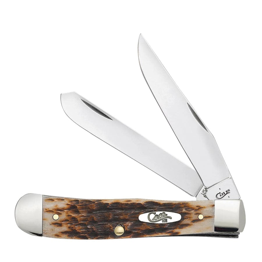 Case Trapper Folding Knife Clip Point/Spey, Amber