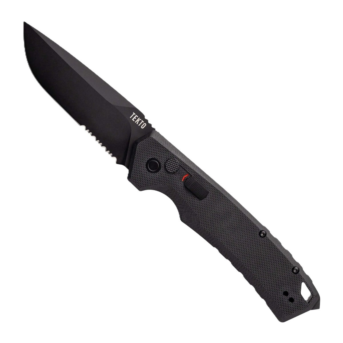 Tekto Knives A3 Delta Serrated Auto Folding Knife, Black