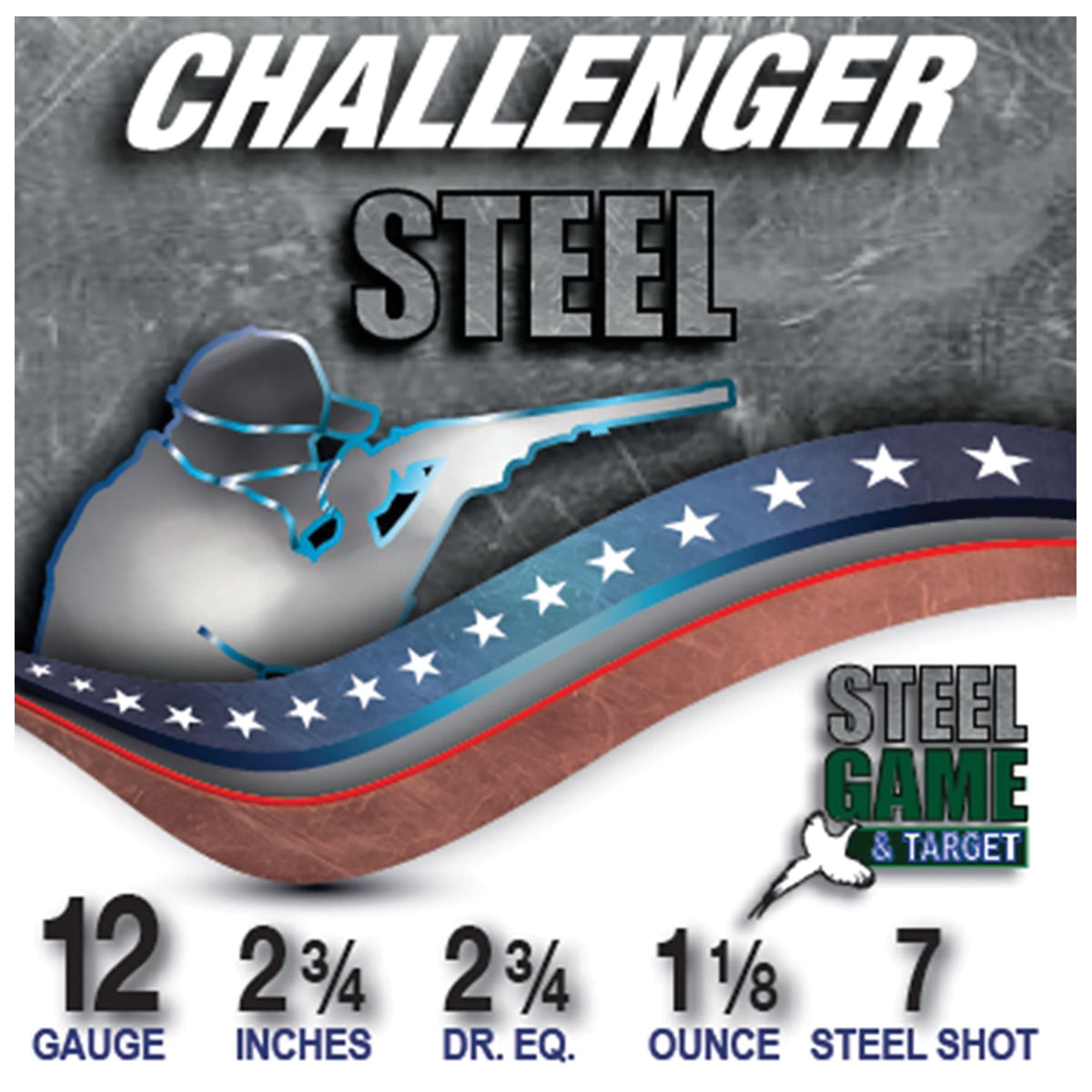 Challenger Steel Game and Target 12 Gauge 2-3/4" #7 1-1/8 Ounce 250rds Case