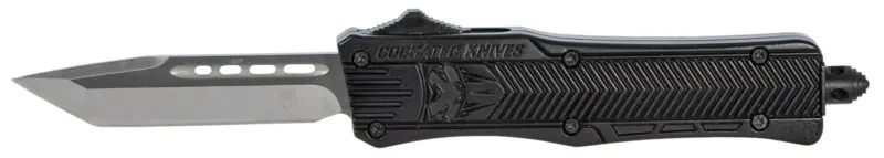 CobraTec Knives SBCTK1STNS CTK-1 Small 2.75" OTF Tanto Plain Black D2 Steel Blade/Black Aluminum Handle Features Glass Breaker Includes Pocket Clip