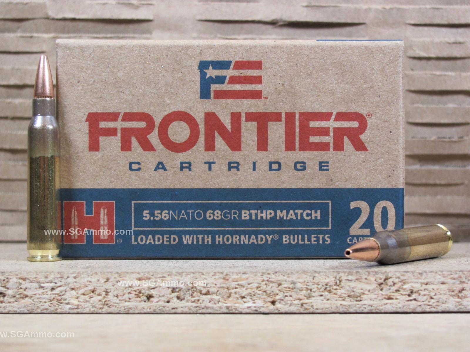 20 Round Box – 5.56 NATO 68 Grain BTHP Match Hornady Frontier Ammo – FR310
