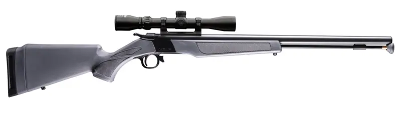 CVA PR2119SCP Wolf w/Optic 50 Cal 24" Blued Steel Barrel Drilled Tapped Steel Receiver, Fixed Stealth Gray Synthetic Stock, KonusShot 3-9x32mm