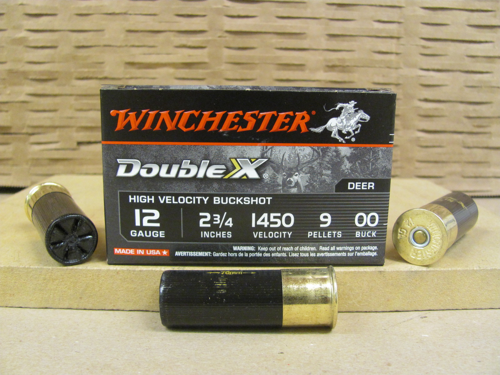 5 Round Box – 12 Gauge 2-3/4 Inch 9 Pellet 00 Buck Winchester Double X Ammo – SB1200