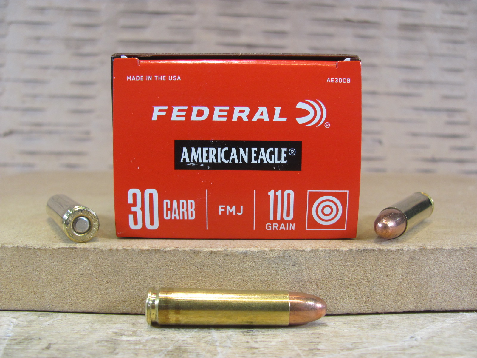 50 Round Box – 30 Carbine 110 Grain FMJ Federal American Eagle Ammo – AE30CB