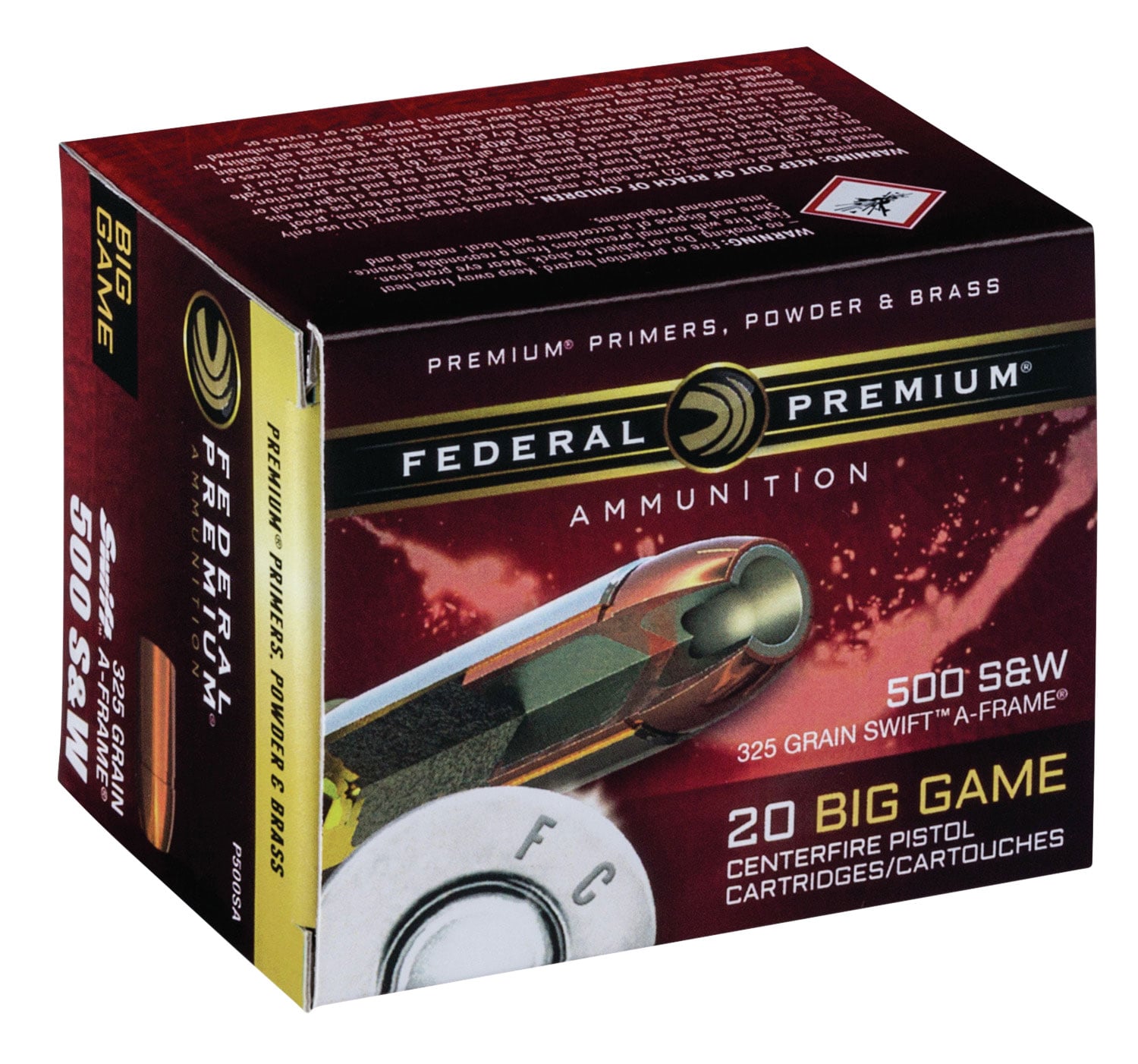 Federal Premium Vital-Shok Handgun Ammunition .500 S&W 325 gr SAF 1800 fps 20/box - No Credit Card Fees - Low, flat rate shipping