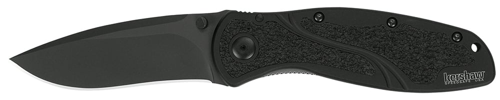 Kershaw Blur 3.4" Plain Drop Point Folding Knife, Black - 1670BLK