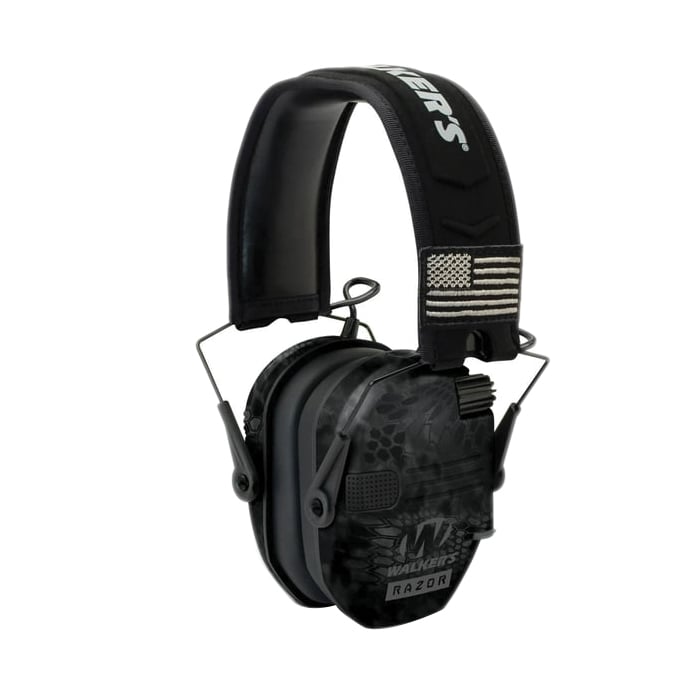 Walkers Game Ear Razor Slim Patriot 23 dB Electronic Earmuffs, Kryptek Highlander Camouflage/Black