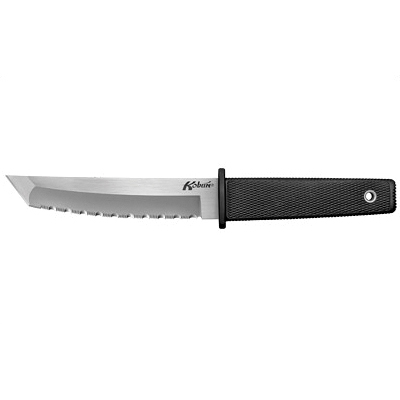 Cold Steel Kobun 5.5" Serrated Tanto Fixed Blade Knife, Polished Silver - 17TS