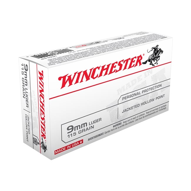 Winchester USA Handgun Ammunition 9mm Luger 115 gr. JHP 1165 fps 50/ct - No Credit Card Fees - Low, flat rate shipping