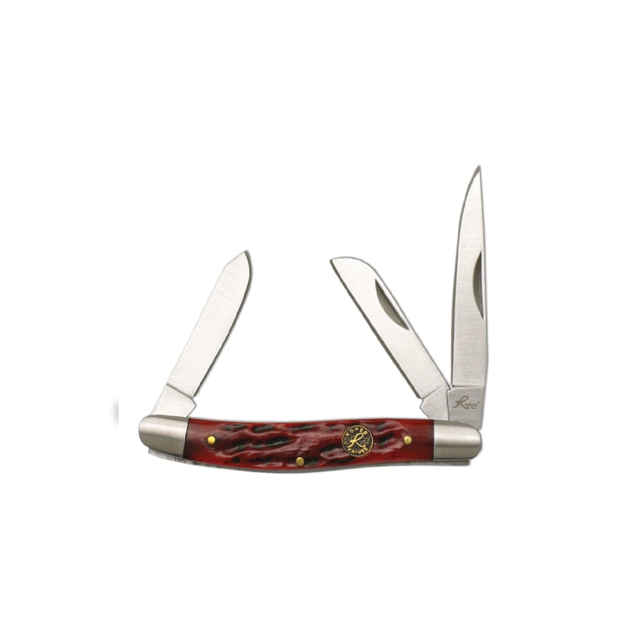 American Buffalo Knife & Tool Roper Stockman Chaparral Folding Knife Clip Point/Spey, Red