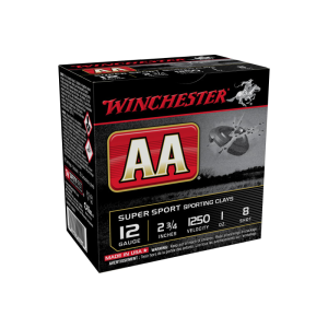 Winchester Ammo AASC12508 AA Sporting Clay 12GA 2.75\" 1oz #8 Shot - 25sh Box