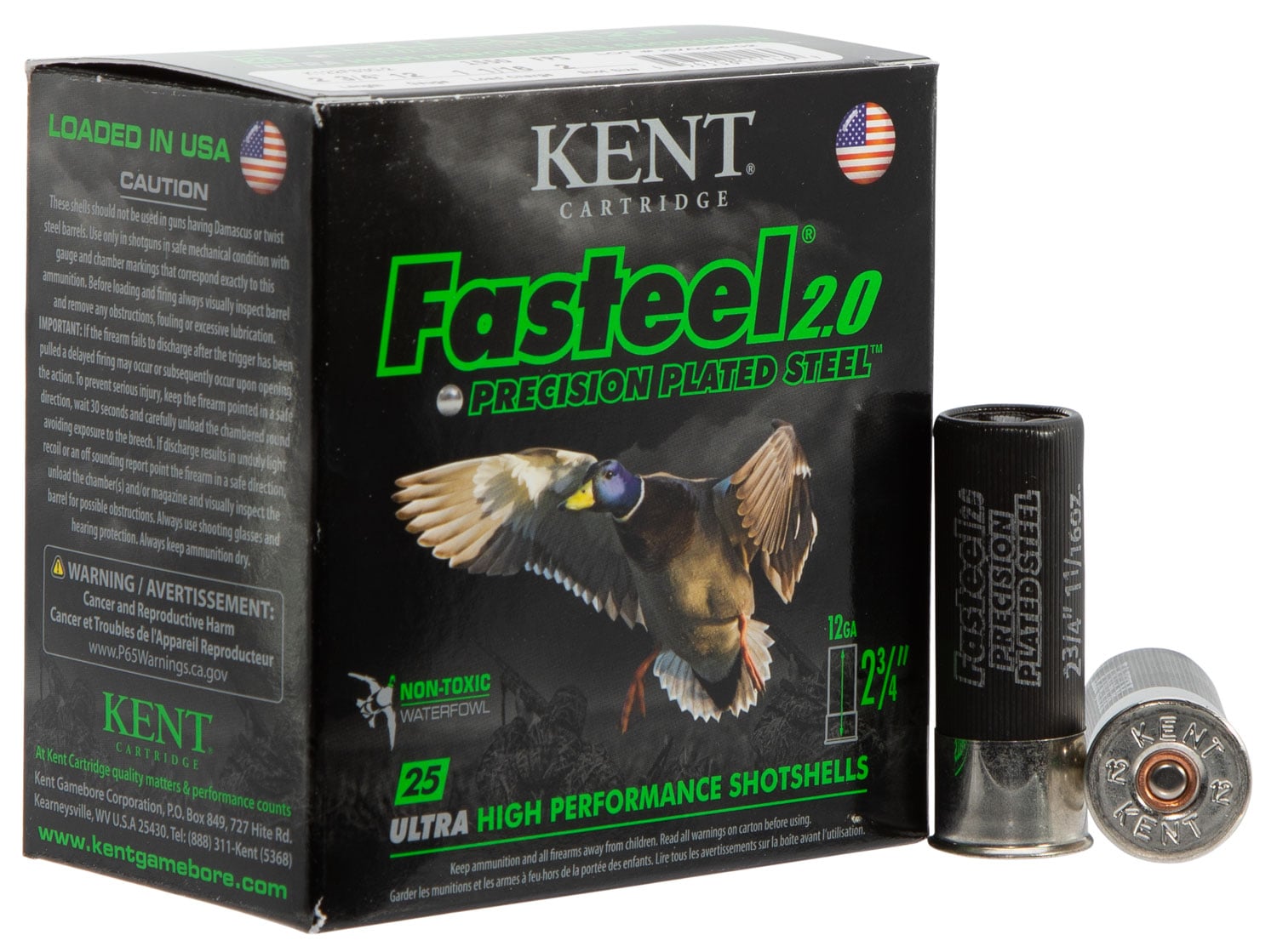 Kent Fasteel 2.0 Precision Plated Steel Load 12 ga. 2.75 in. 1 1/16 oz. 2 Shot 25 rd. - No Credit Card Fees - Low, flat rate shipping