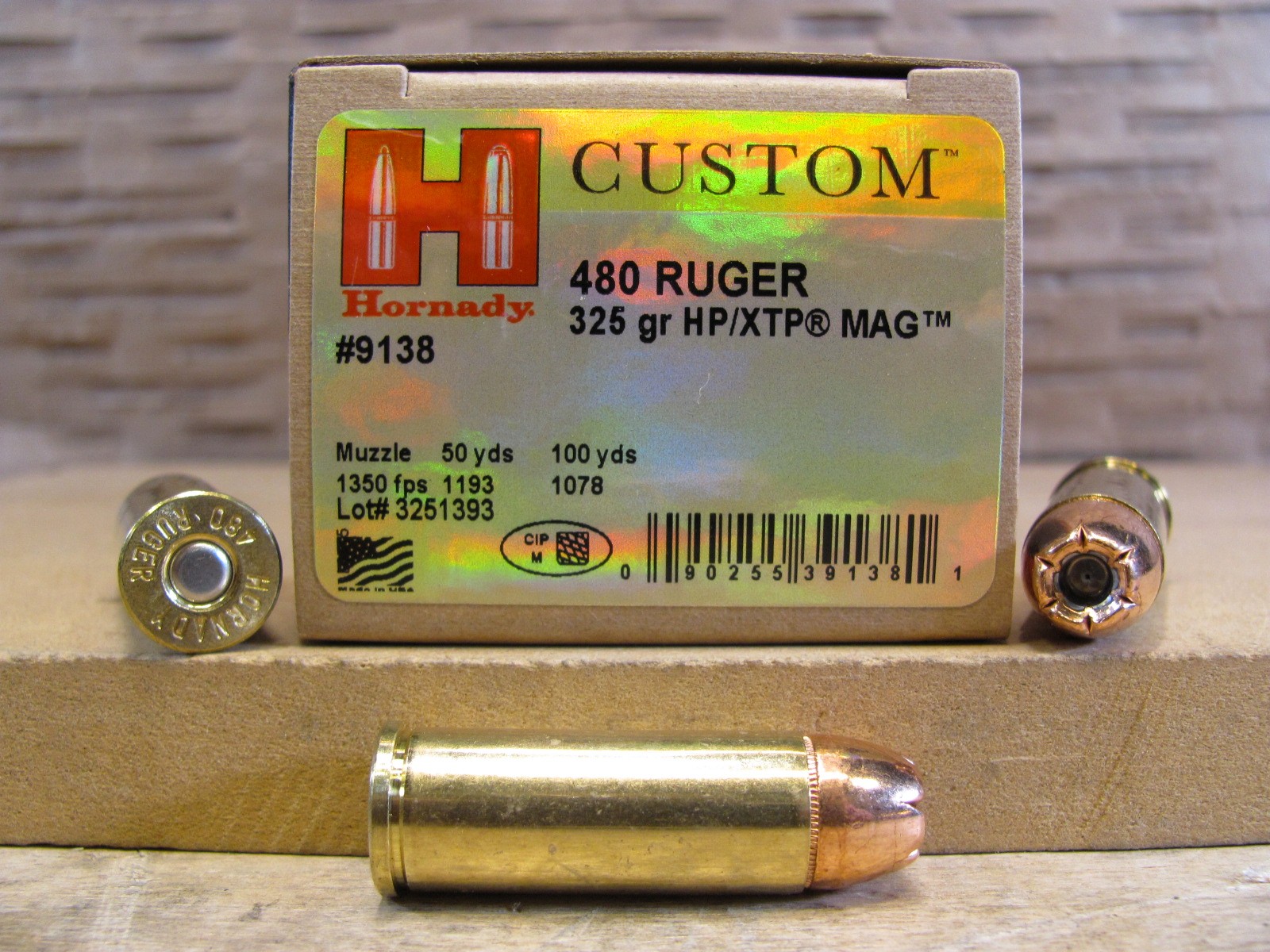 20 Round Box – 480 Ruger 325 Grain HP XTP Hollow Point Hornady Ammo – 9138