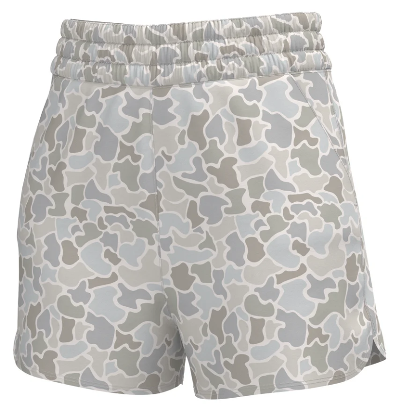 Local Boy Local Girl High Waisted Volley Shorts, Forest Camo Saltwater - Large