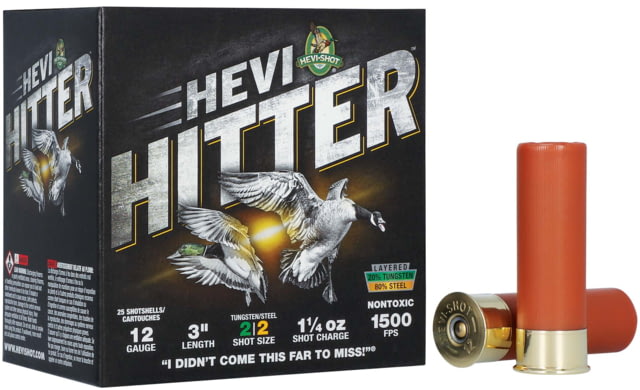 HEVI-Shot HEVI-Hitter 12 Gauge 1 1/4oz 3in Shotgun Ammo 2 Shot 25 Rounds