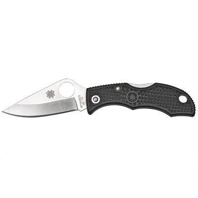 Spyderco Ladybug 3 1.94" Plain Clip Point Folding Knife, Black - LBKP3