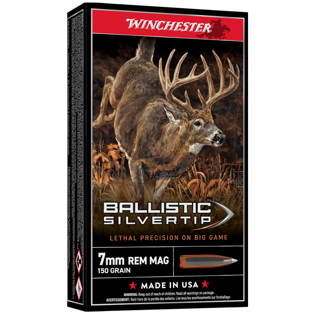 Winchester 7mm Rem Mag 150gr Ballistic SilverTip Rifle Ammunition 20rds - SBST7