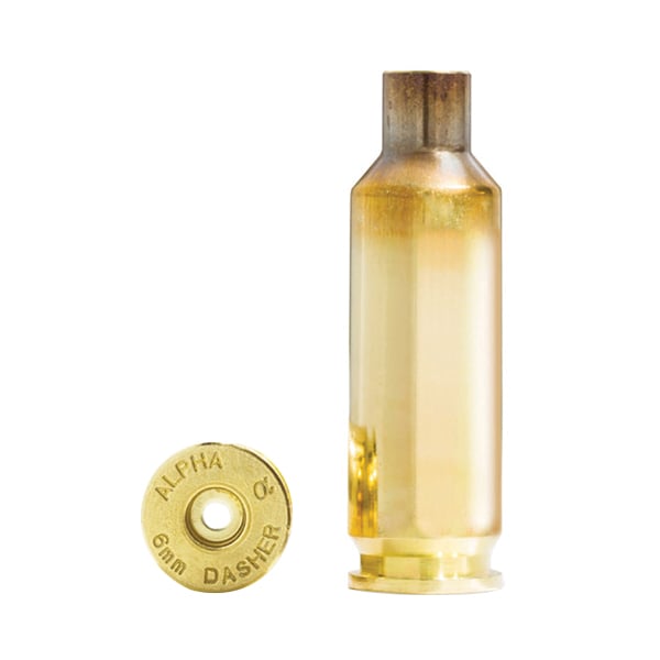 Alpha Munitions 6mm Dasher Small Rifle Unprimed Brass Cartridge Case, 100rds