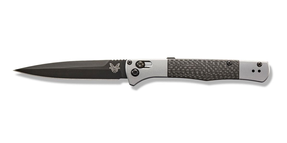 Benchmade Auto Fact Folding Spear Point Knife, Gray/Black - 4170BK