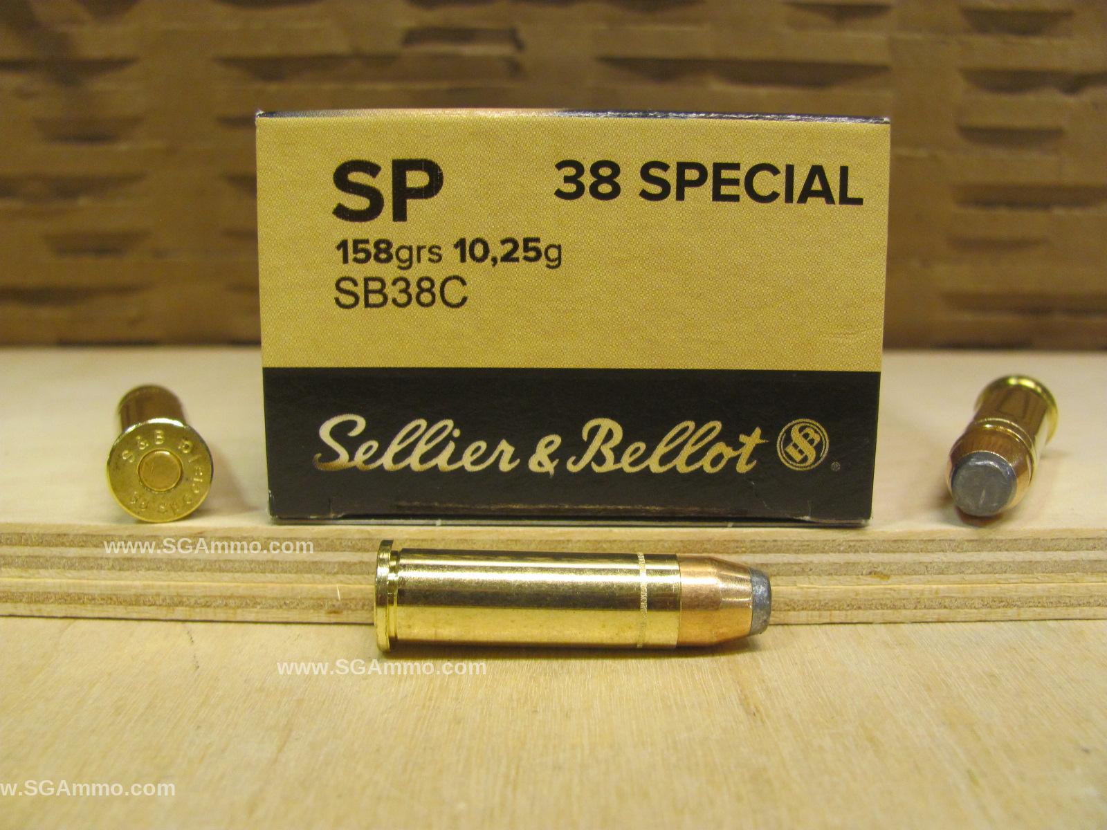 1000 Round Case – 38 Special 158 Grain JSP Soft Point Ammo by Sellier Bellot – SB38C