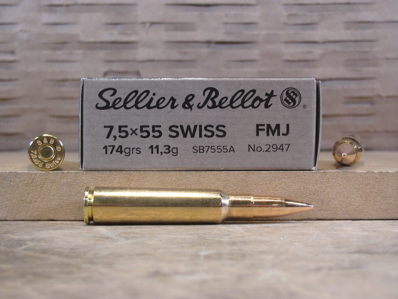 20 Round Box – 7.5×55 Swiss 174 Grain FMJ Sellier Bellot Ammo – SB7555A