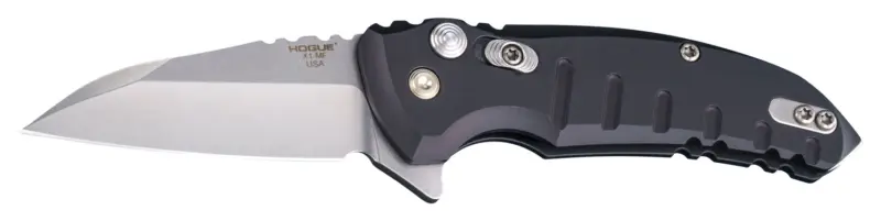 Hogue 24160 X1 MicroFlip 2.75" Folding Wharncliffe Plain Tumble Polish Tumble Polish CPM 154 SS Blade/Matte Black Anodized Aluminum Handle Includes Pocket Clip