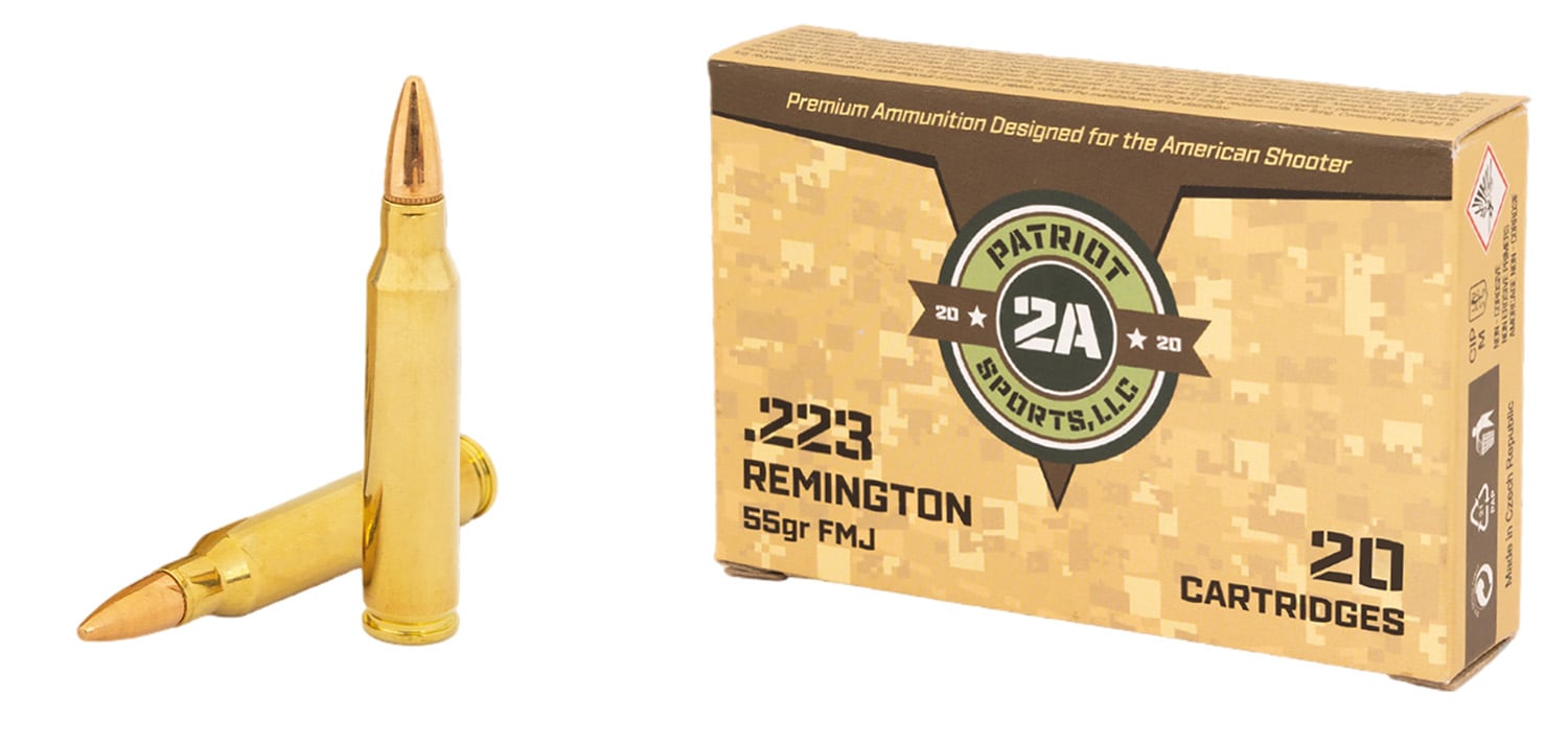 Patriot Sports LLC .223 Remington 55gr. FMJ Ammo, 20rds - P223055F