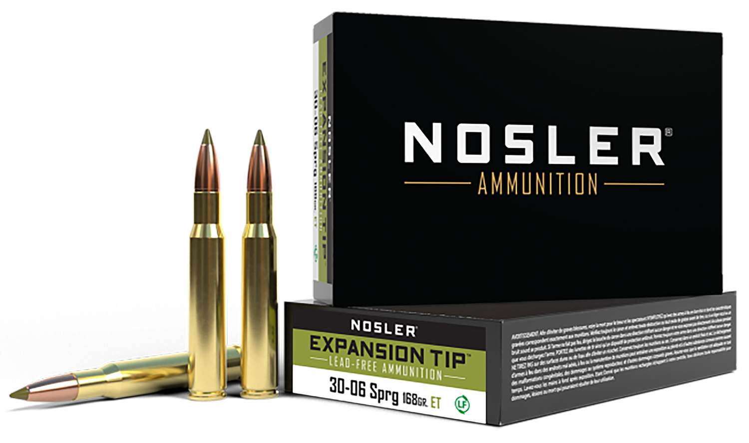 Nosler 30-06 Springfield 168 grain E-Tip Lead-Free Rifle Ammo, 20/Box - 40036
