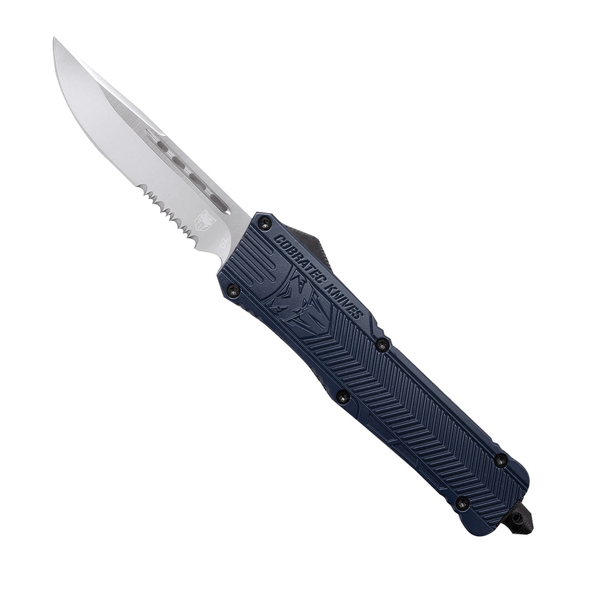 CobraTec Knives CTK-1 Large OTF Knife Drop Serrated Point, NYPD Blue - LNYCTK-1LDS