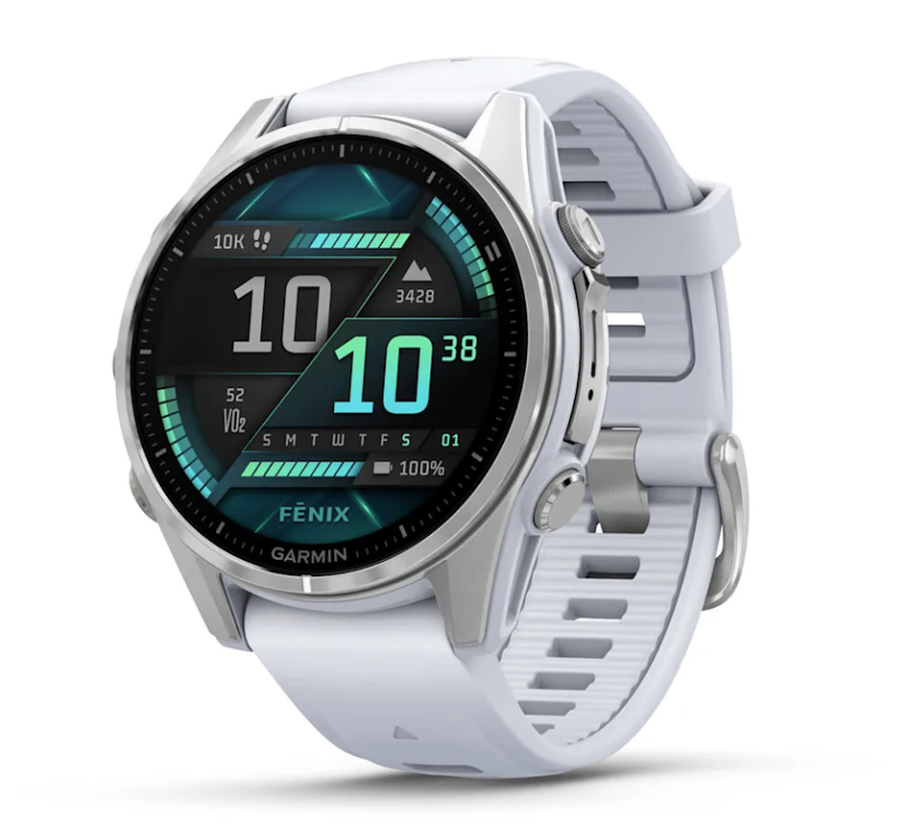 Garmin Fenix 8 43 mm AMOLED, Sapphire, Carbon DLC Titanium with Black/Pebble Gray Silicone Band