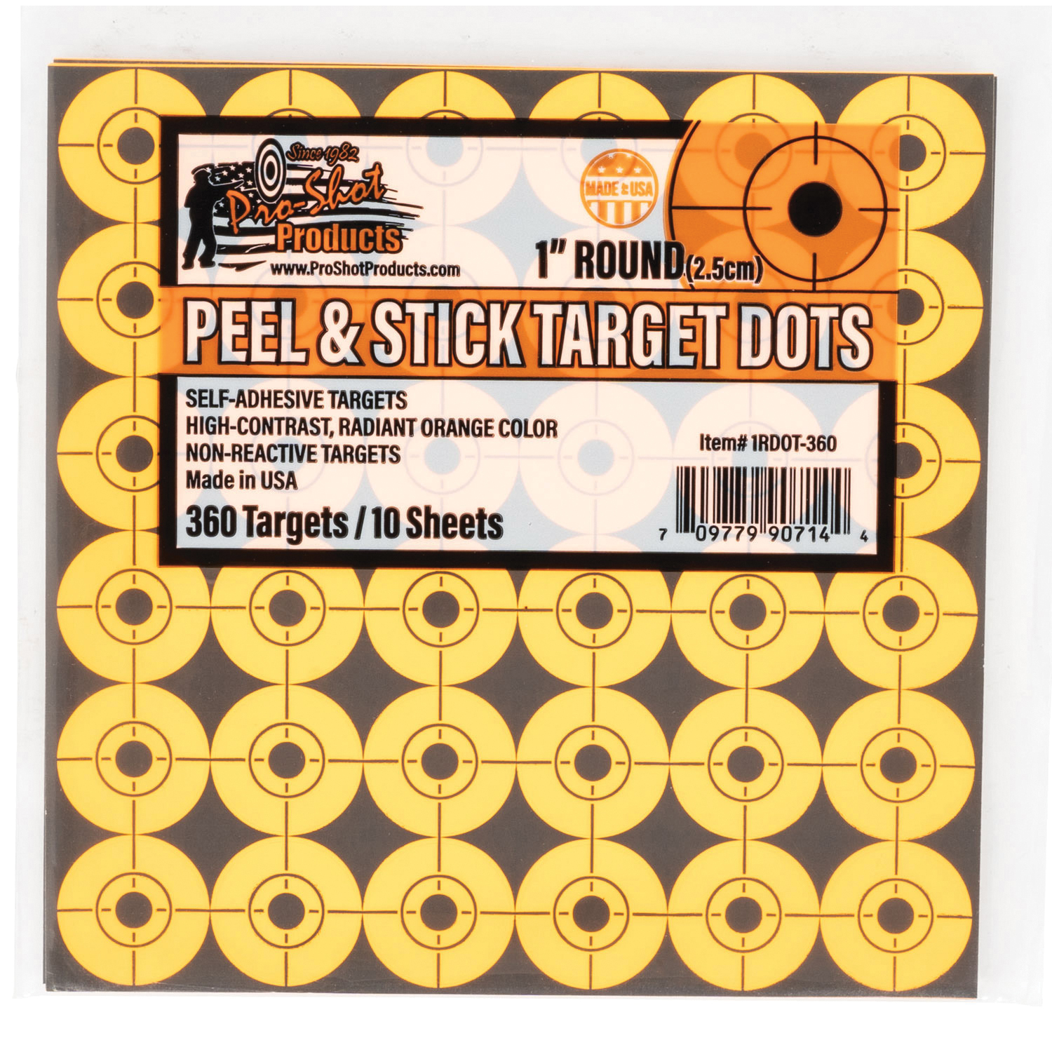 Pro-Shot Dots Peel and Stick Target, Orange - High-Visibility Adhesive Shooting Target - 1RDOT-360